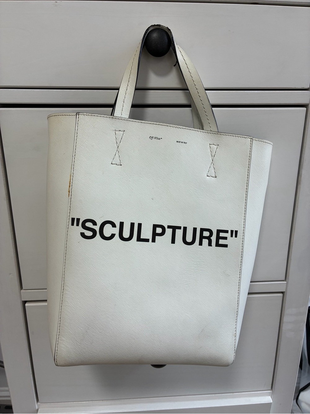 OFF-WHITE - White leather Tote bag